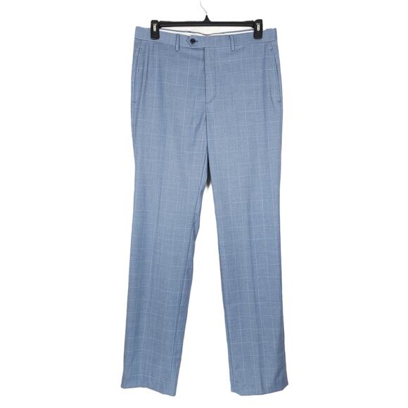 Michael Kors Classic-Fit Stretch Dress Pants Light Blue Windowpane 38x32 NWT - Picture 2 of 6